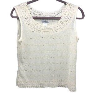 belle amie cream sequins floral tank top shirt floral sheer READ